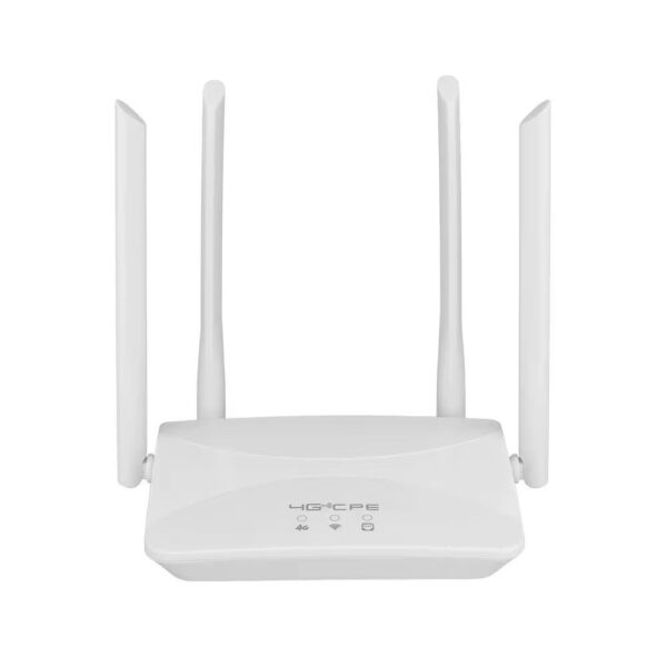 4G LTE CPE Wired Router – SIM Card Slot, 300Mbps WiFi Hotspot, 4x 5dBi Antennas, Up to 20 Devices – Plug & Play