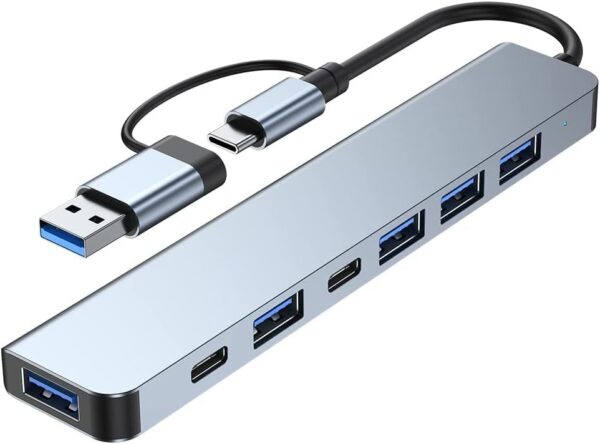 7-in-1 USB Hub – USB 3.0 & USB-C to USB 2.0/3.0 Multiport Docking Station – Compatible with MacBook, PC, PS4, Surface, and More – GC Series