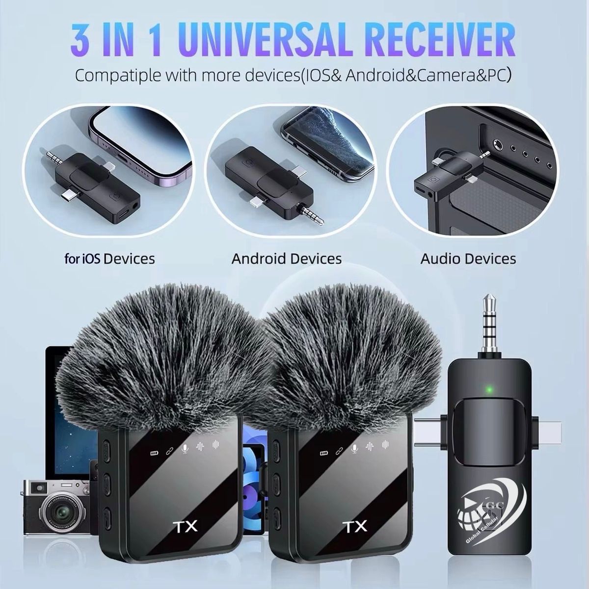 GC F11 2.3-in-1 Dual Wireless Lavalier