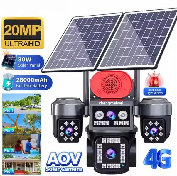 aov 4 lens 4g sim card ai solar security camera
